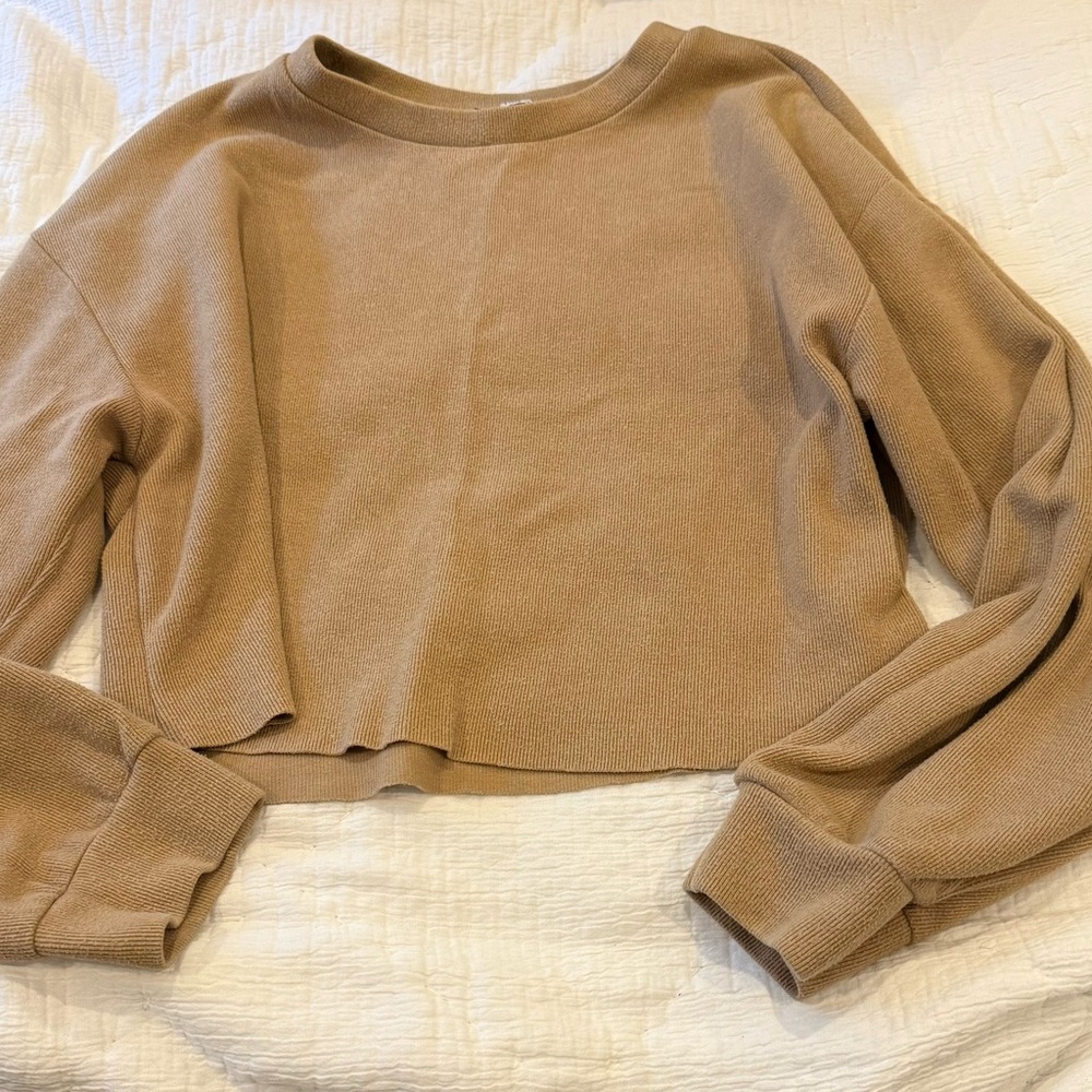 Women's Tan Cropped Sweater